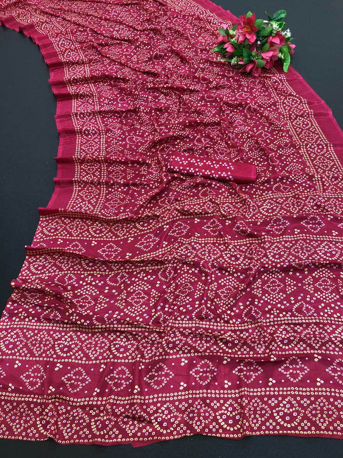 VIP Bandhani Silk Printed Non Catalog Sarees